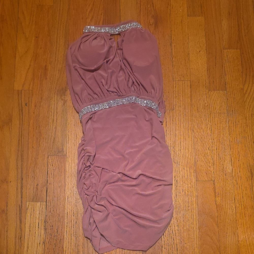 Elegant Mauve Dress with Silver Accents